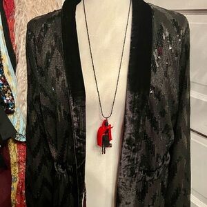 Betsey Johnson Red Riding Hood Skeleton Necklace